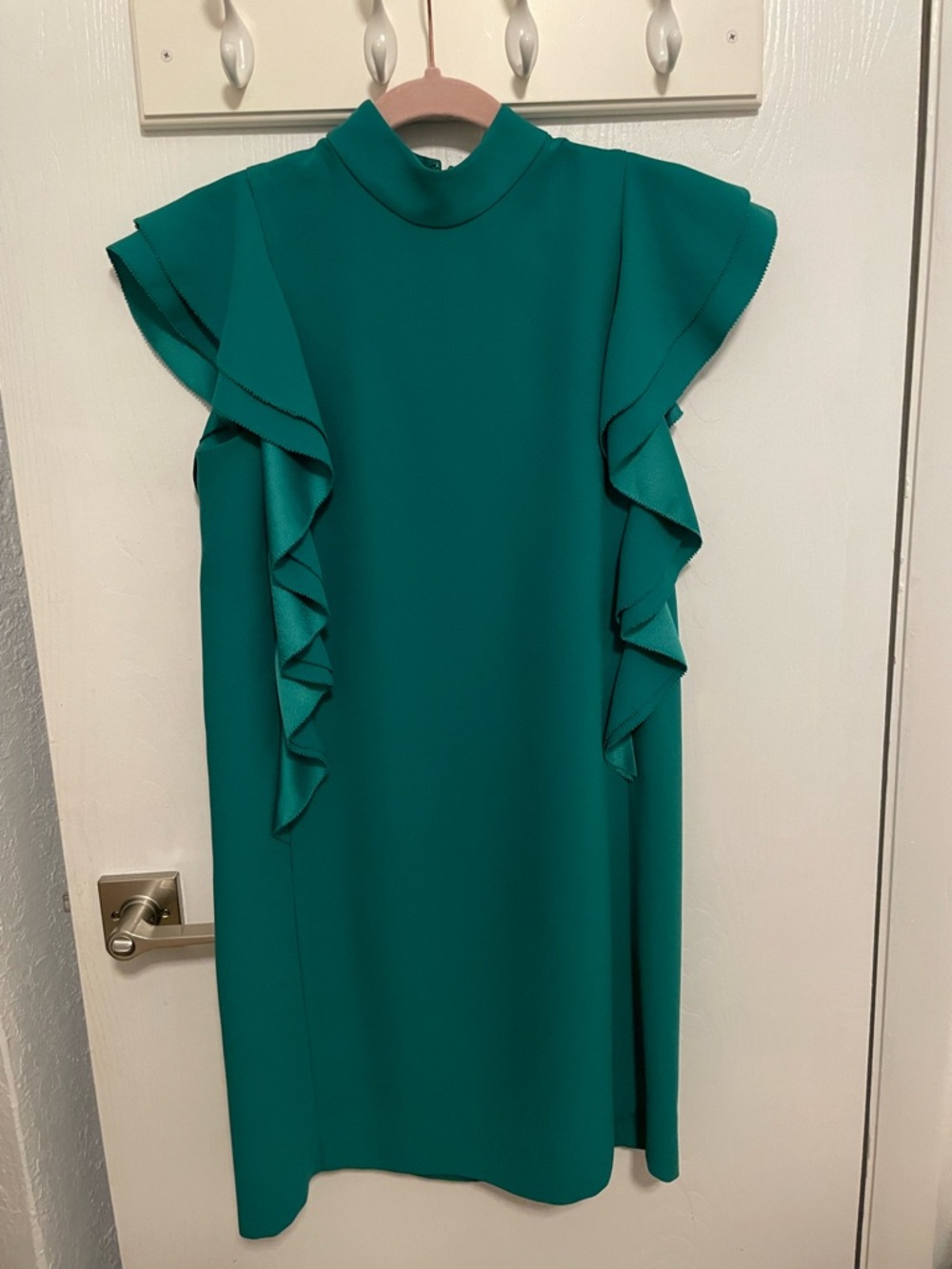 Kate Spade Green Ruffle Sleeve Mock Neck Dress, 2